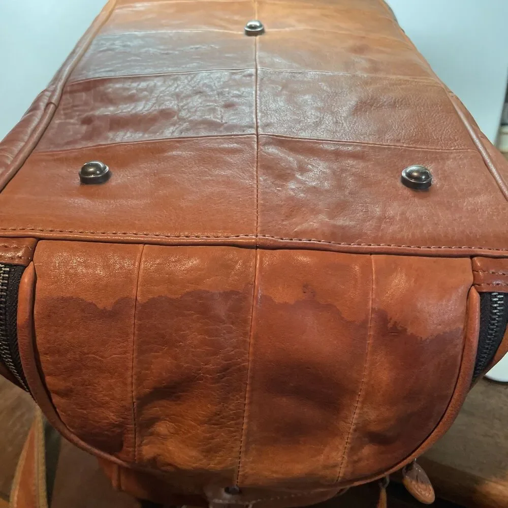 Aaron Leather Goods Patchwork Leather Duffle with 2 Shoe Storage Compartment